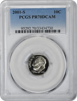 2001-S Roosevelt Dime PR70DCAM Clad PCGS - Image 1 of 2
