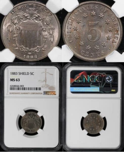 1883 5c Shield Nickel NGC MS 63 - Picture 1 of 5