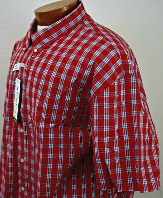 Saddlebred 2X Button Front Big &Tall Short Sleeve Shirt Red Plaid Men NWT New    - Image 1 of 4
