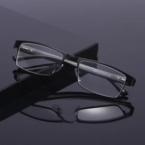 4 Pack Men Classic Style Square Metal Frame Reading Glasses Spring Hinge Readers - Picture 1 of 8