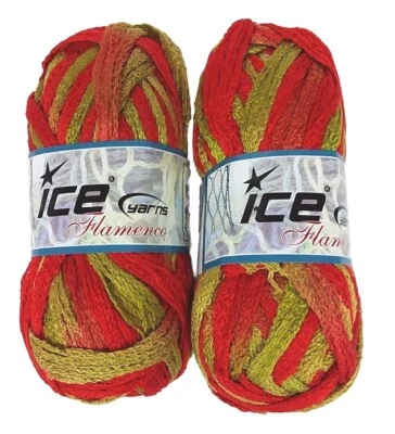 Hilo Hilado Flamenco Volantes Color Dorado y Rojo Lote de 2 Hacer Bufandas Bolsas Foto 1 de 4