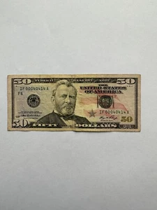 2006 $50 Fifty Dollar Used U.S Currency Serial# IF00040414A fancy very cool bill - Picture 1 of 8