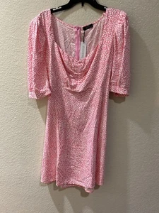 Nobodys Child Pink & White Animal Print Mini Dress Women's 18 Plus NWT - Picture 1 of 7