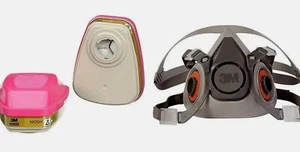 3M Half Face RESPIRATOR MASK 6200 & 2 Multi Gas Vapor Cartridges 60926 - Set New - Picture 1 of 11