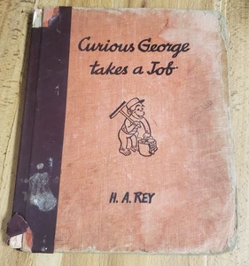 H. A. Rey Curious George Takes a Job HC 1947 First printing Houghton Mifflin - Foto 1 di 8