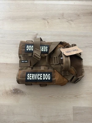 DNALLRINO Arnés Táctico Perro Chaleco Perros, Ajustable Militar Mascota Marrón Mediano Foto 1 de 4