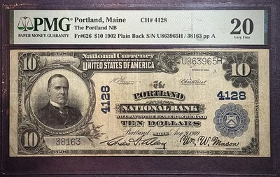 1902 $10 Portland, Maine NB CH #4128 - PMG VF 20 - Image 1 of 4