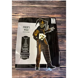 Costume Joker's Wild Jester Uomo Standard Multicolore 9 Pezzi Maschera Halloween - Foto 1 di 17