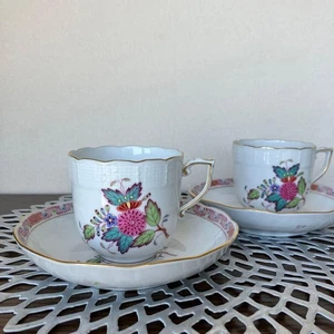 Juego de pares de platillos taza multicolor ramo chino Herend flor Apponyi - Imagen 1 de 8