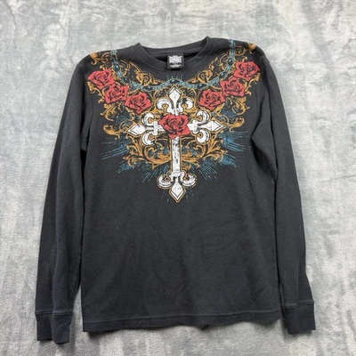 Camisa De Colección Y2K MMA Elite Talla Grande Waffle Térmica Manga Larga Cruz Rosa Patín Foto 1 de 4