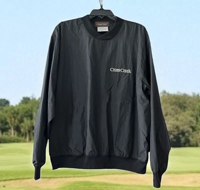 Chaqueta cortavientos de golf Cross Creek para hombre mediana vintage a cuadros negra cuello redondo Foto 1 de 4