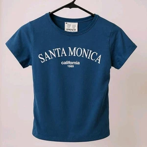 Camiseta ajustada cuello redondo French Pastry™ para mujer talla: XS azul "Santa Mónica..." - Imagen 1 de 1