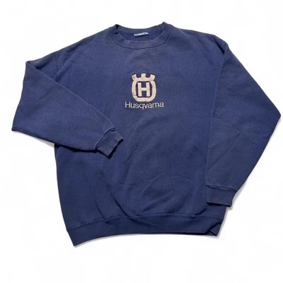 Husqvarna Motorsäge Motorräder Rundhalsausschnitt Arbeit Sweatshirt Herren Large - Bild 1 von 4