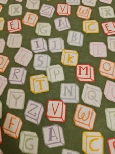 5 YARDS 23" BABY NURSERY BUILDING BLOCKS ALPHABET FLANNEL FABRIC SEWING QUILT - Picture 1 of 4