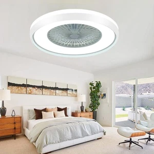 24" Low Profile Bladeless Ceiling Fan with 3-Dimmable Light, Remote/APP Contr... - Picture 1 of 8