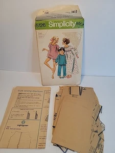 Simplicity 5126 sewing pattern Girls Pajamas Nightgown Size 4 Vintage 70s  Uncut - Picture 1 of 6