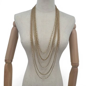 Krone Trifari Multi Strang Kette Statement Halskette goldfarben 5 Ketten Vintage - Bild 1 von 10