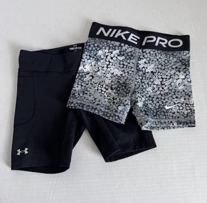 Nike Pro Under Armour Girls Training Shorts Size S - Picture 1 of 8