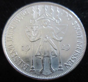 MDS DEUTSCHES REICH WEIMAR 3 REICHSMARK 1929 E "TAUSEND JAHRE MEISSEN" SILBER #U - Bild 1 von 2