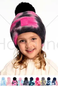 C.C Exclusive Kids Children's Tie Dye Pom Beanie With C.C Rubber Patch And Yarn  - Picture 1 of 11
