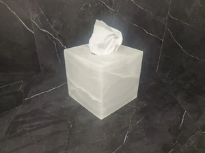 Funda Caja Pañuelo Piedra Ónix, Accesorio Baño Blanco Transparente, Ónix Hielo - Imagen 1 de 7