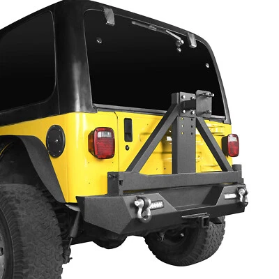 Steel Rear Back Bumper with Tire Carrier Fit 1987-2006 Jeep Wrangler YJ/TJ  - Image 1 of 4