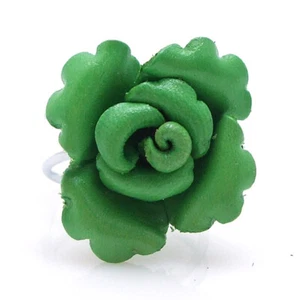 Anillo de cuero genuino verde con volantes dulce rosa - Imagen 1 de 4