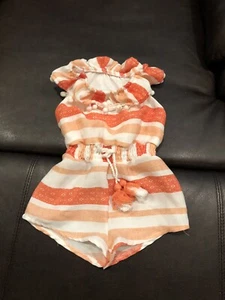 Rare Editions Coral Striped Romper Size 18 M - Picture 1 of 1