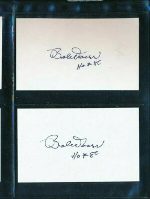 Lot (2) Bobby Doerr 3x5 Index Card HOF 1986 Signed Autograph (BE58) SWSW6 - Image 1 of 2