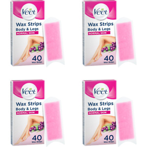 4x Veet Normal Skin Body & Leg Easy-Gel Cold Wax Strips - 40 Strips (160 total)