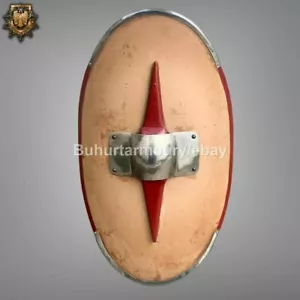 Medieval Larp Warrior Wood & Steel Viking Round shield Armor Templar Shield - Picture 1 of 3