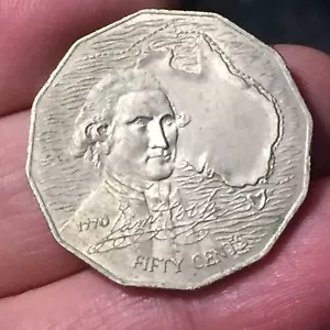 Moneta Australia 50 cents 1970 200° anniversario - Viaggio in Australia Cook - Foto 1 di 2