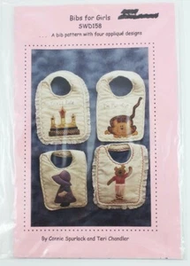 Bibs for Girls Sewing Pattern: 4 Applique Designs (Uncut) SWD158 - Picture 1 of 2