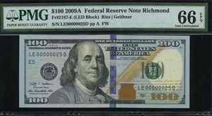 2009A $100 FRN LE00000025D P.M.G #66EPQ - Picture 1 of 3