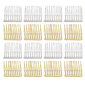 AUEAR, 20 Pack 10 Teeth Metal Veil Comb Hair Wire Clips Twist Bridal Wedding Vei - Picture 1 of 8
