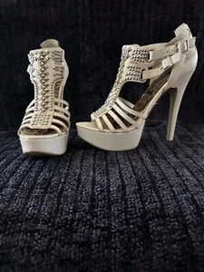 white Platform gladiator sandals Size 7.5 M - Picture 1 of 4