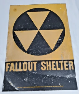 Vintage Fallout Shelter Sign 14x10, Authentic 1940s-60s Government Issue NYC - Picture 1 of 12