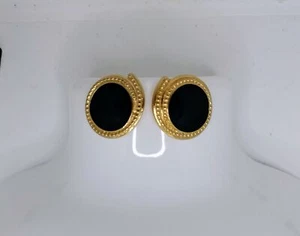 Vintage Trifari Gold Tone Lucite Blue Iridescent Earring Retro Statement Jewelry - Picture 1 of 17