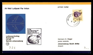 MayfairStamps Kenia 1972 Nairobi a Johannesburgo Sudáfrica Lufthansa First Fl - Imagen 1 de 2