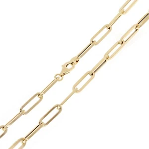 Italian 14k Yellow Gold Hollow Paper Clip Chain Necklace 16" 4.3mm 5.4 grams - Picture 1 of 5