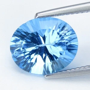 Piedra preciosa de corte cóncavo ovalado de topacio azul suizo natural brillante de 5,32 quilates - Imagen 1 de 5