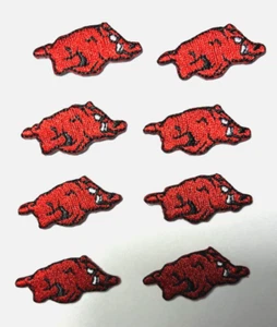 ARKANSAS RAZORBACK patch Univ. of Ark. 1.25" wide iron-on patch arkansas 8 piece - Picture 1 of 3