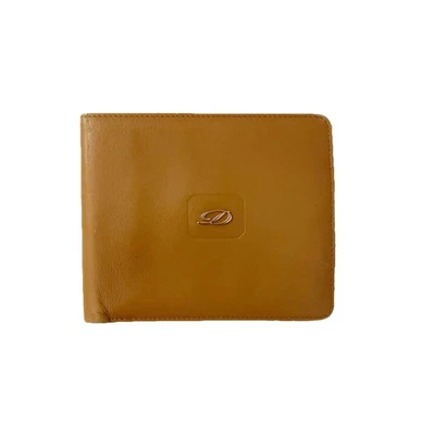 S.T. Dupont Vintage Masculino Couro Marrom Camelo Carteira Bifold Logotipo D Bolsa de Moedas Snap - Imagem 1 de 4