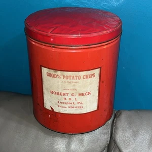 Vintage - Good's Potato Chips 1 LB Tin - Robert C Heck- , PA- Leesport Adamstown - Bild 1 von 6
