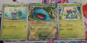 Bulbasaur Ivysaur Venusaur Pokemon Card 151 Evolución Completa Juego de 3 Cartas ¡Nuevo! - Imagen 1 de 2