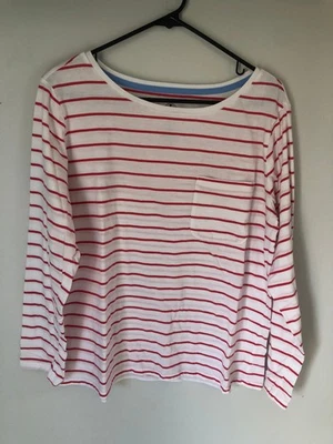 Camiseta St. John's Bay branca com listra vermelha manga longa tamanho XL - Imagem 1 de 3