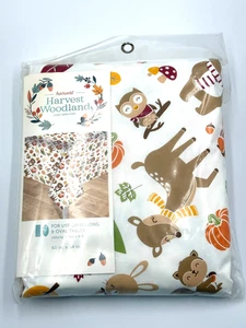 Harvest woodland Creatures Oblong + Oval Vinyl Tablecloth 60x84 NEW Fall Animals - Picture 1 of 6