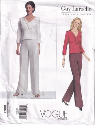 Vogue Designer Sewing Pattern 2668 Guy Laroche Misses Jacket Pants Size 14-18 - Image 1 of 2