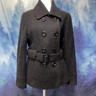 Chaquetón Casa Blanca Mercado Negro Doble Pecho Cinturón Talla Mediana Negro Foto 1 de 4