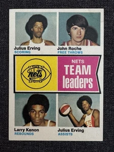1974-75 TOPPS BASKETBALL CARD #226 NEW YORK NETS TEAM LEADERS JULIUS ERVING NRMT - Picture 1 of 2